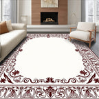 Ornate Crimson Floral Border Rug