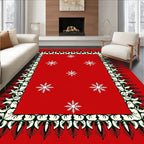 Crimson Snowflake Border Rug