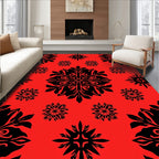 Crimson Black Floral Medallion Collage Rug