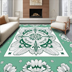 Emerald Green Floral Medallion Tapestry Rug