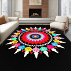 Radial Sunburst Jewel Tone Mandala Rug