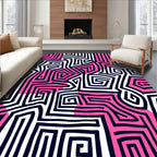 Bold Pink Maze Lines Rug