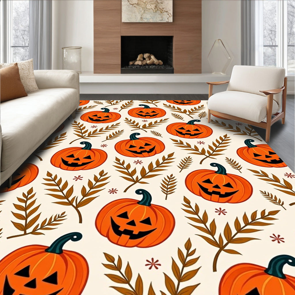 Orange Jack O Lantern Foliage Repeat Rug