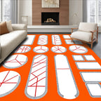Geometric Red Abstract Shapes Collection Rug