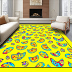 Vibrant Yellow Folk Art Shapes Rug