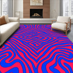 Crimson Blue Swirl Abstract Rug
