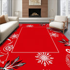 Bold Red Winter Snowflake Leaf Rug