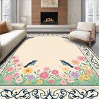 Spring Garden Birds Floral Frame Rug