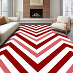 Red White Pink Chevron Bands Rug