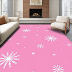 Pink White Snowflake Scatter Rug