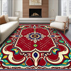 Ornate Crimson Floral Medallion Rug