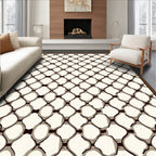 Cream Brown Woven Chain Link Rug