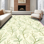 Verdant Leafy Branches on Cream Background Rug