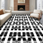 Monochrome Geometric Square Interlock Rug