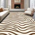 Organic Brown Wavy Lines Cream Rug