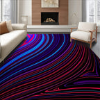 Vibrant Electric Swirl Fluid Lines Rug