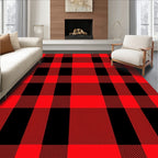 Classic Red Black Buffalo Plaid Tartan Rug