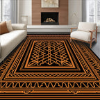 Orange Geometric Abstract Border Rug