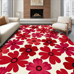 Retro Red Floral Bloom Rug