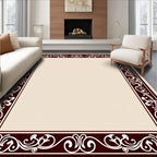 Victorian Burgundy Floral Scroll Frame Rug