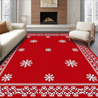 Festive Red Snowflake Border Rug