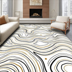 Abstract Black Gold Contour Flow Rug