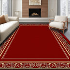 Deep Red and Gold Flourish Border Rug