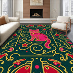 Pink Feline Whimsical Floral Embrace Rug