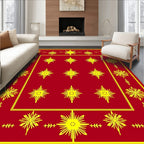 Crimson Yellow Star Burst Border Rug