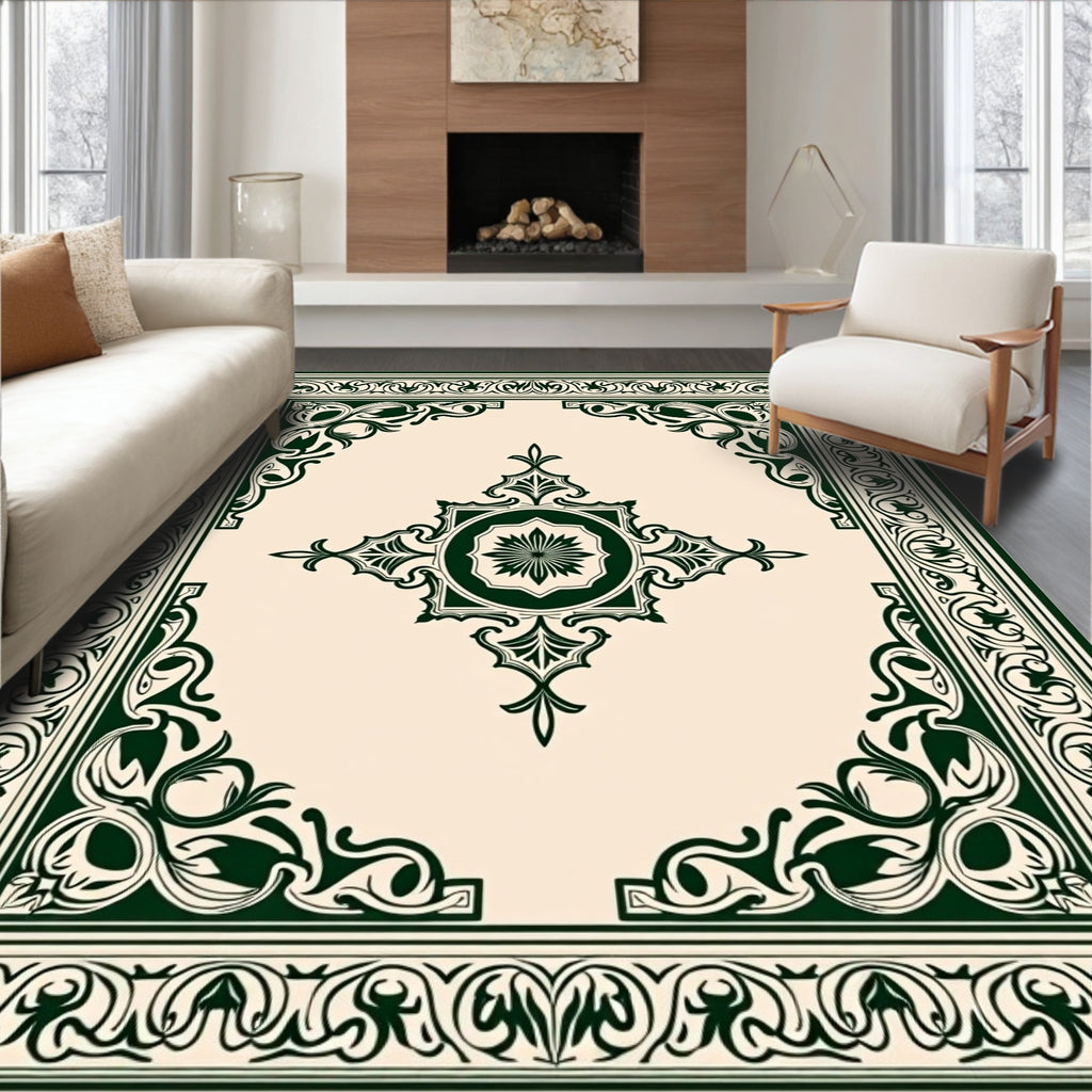 Regal Emerald Floral Corner Medallion Rug