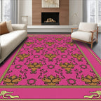 Ornate Rococo Pink Gold Floral Rug