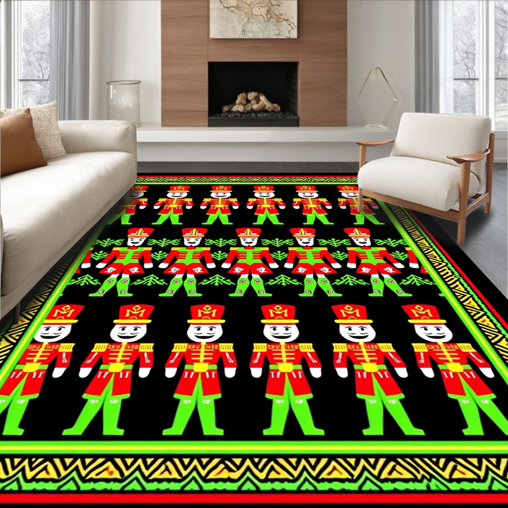 Red Green Soldier Bordered Rug