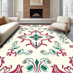 Regal Crimson Emerald Floral Arrangement Rug