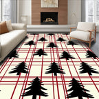 Holiday Plaid Black Tree Collage Rug