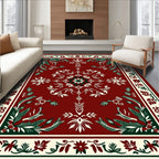 Crimson Bloom Botanical Border Design Rug