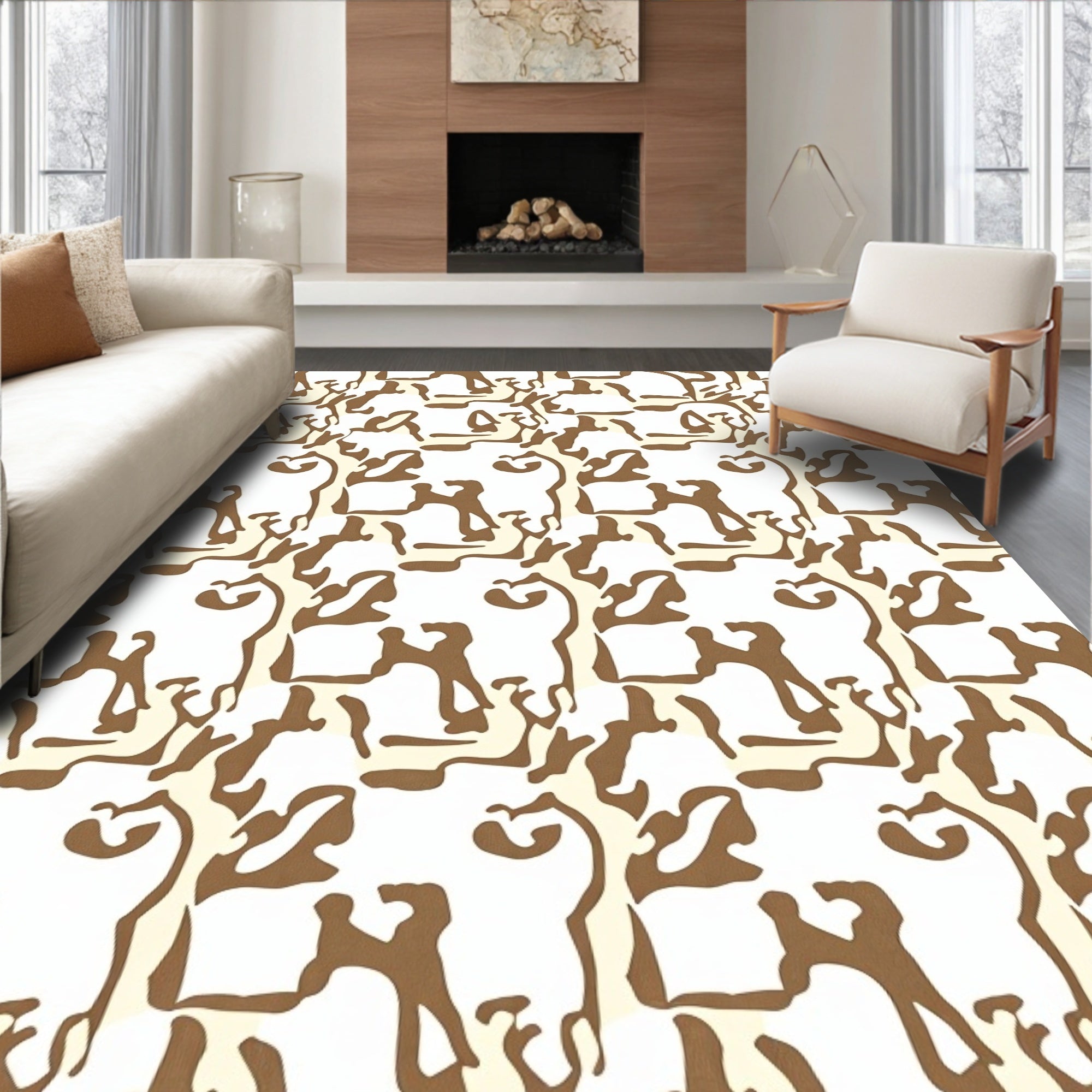Brown and Cream Organic Camouflage Rug
