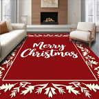 Crimson Floral Border Christmas Rug