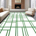 Monochromatic Green Grid Composition Rug