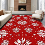 Classic White Snowflake Snowfall Rug
