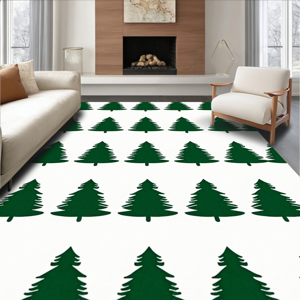 Deep Forest Evergreen Tree Repeating Rug