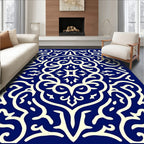 Classic Cream Navy Arabesque Rug
