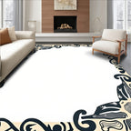 Black Ivory Abstract Floral Scroll Rug