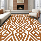 Terracotta Geometric Maze Abstract Rug