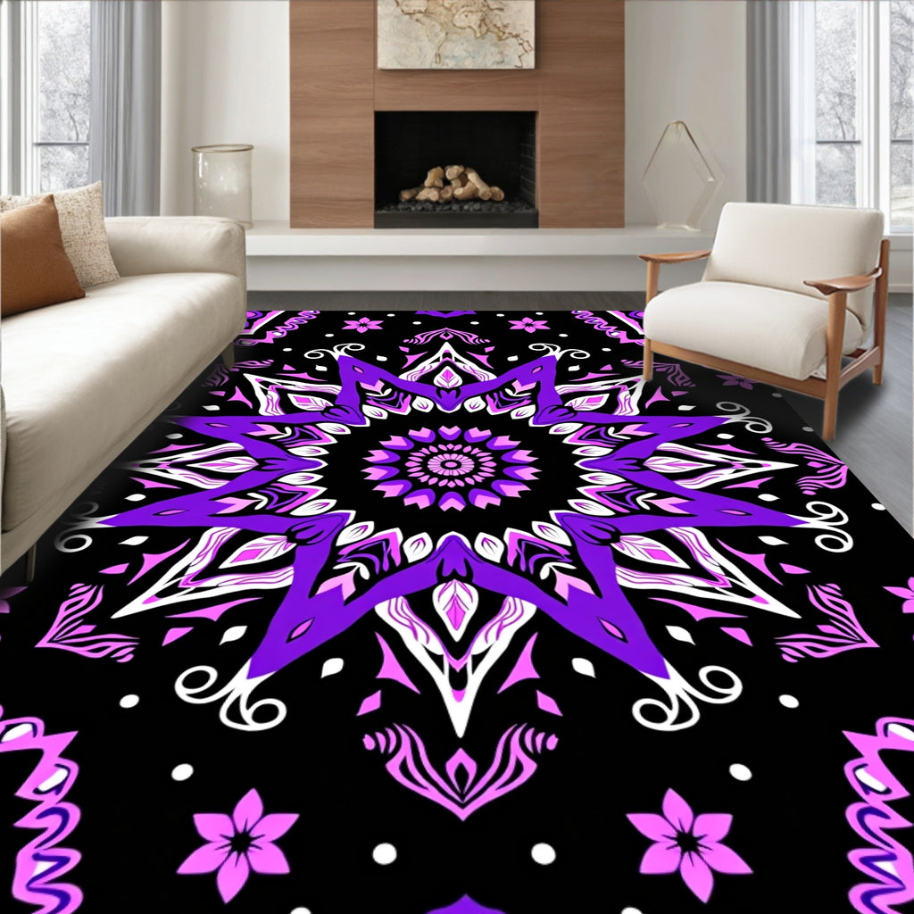 Vibrant Purple Mandala Starburst Rug