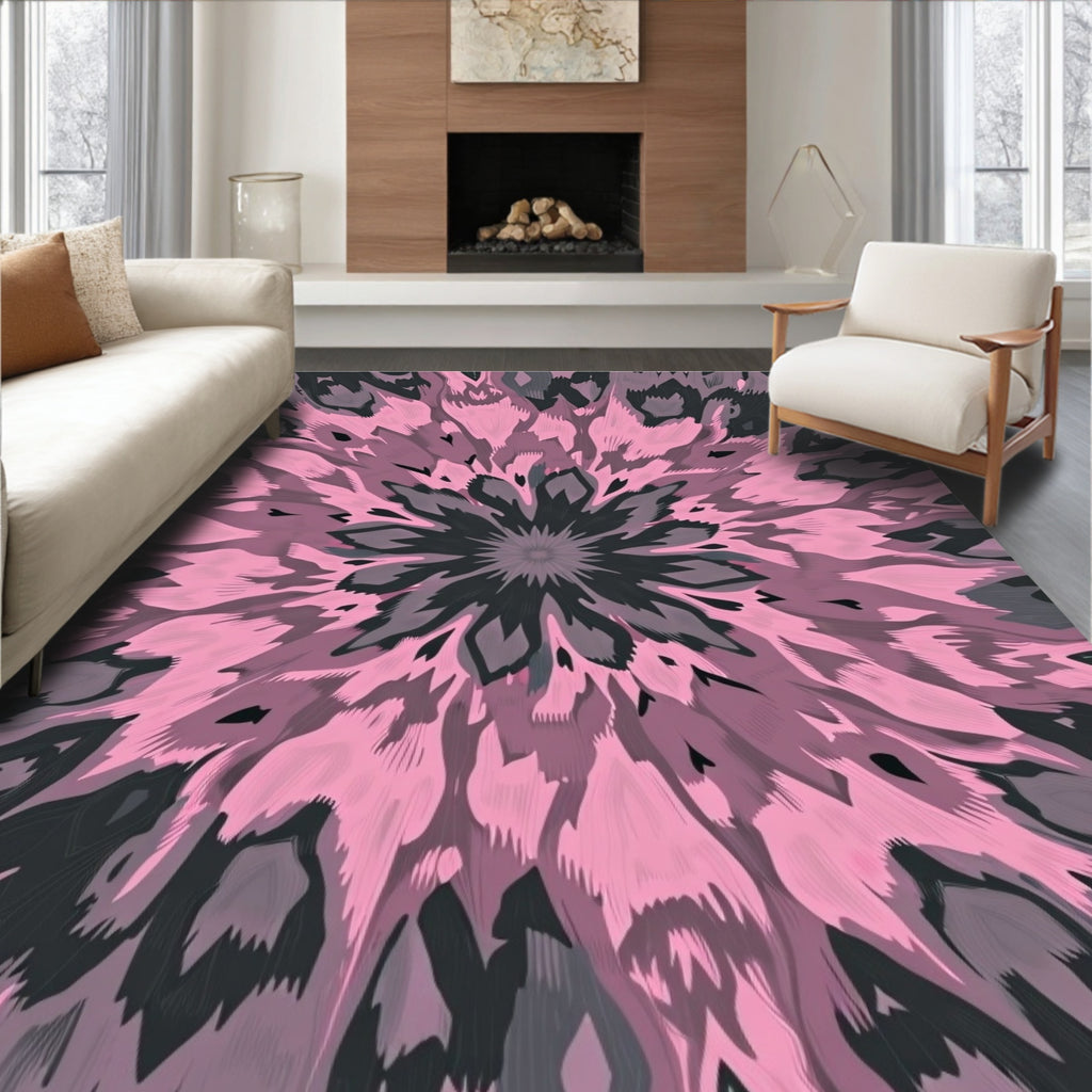 Pink Obsidian Burst Radiating Medallion Rug