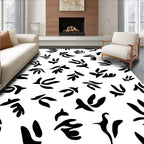 Black Abstract Botanical Shape Rug