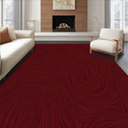 Deep Crimson Swirl Wood Grain Rug