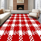 Red White Houndstooth Gingham Dash Rug