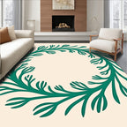 Emerald Green Botanical Wreath Rug