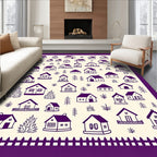 Purple Village Houses And Trees Rug
